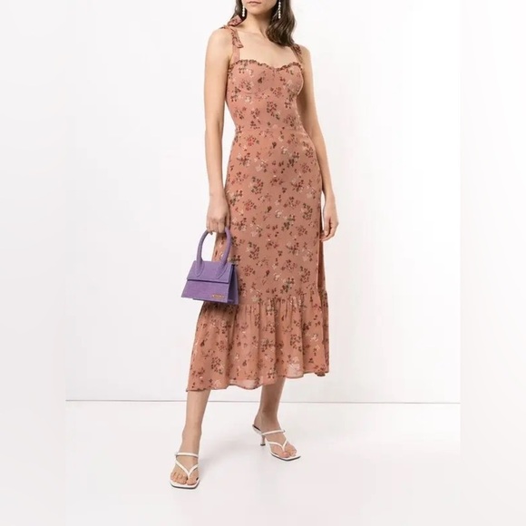 New! Reformation Nikita Floral Midi Dress in Arianne Dress in Pink 🌹 size 12 - Picture 8 of 10